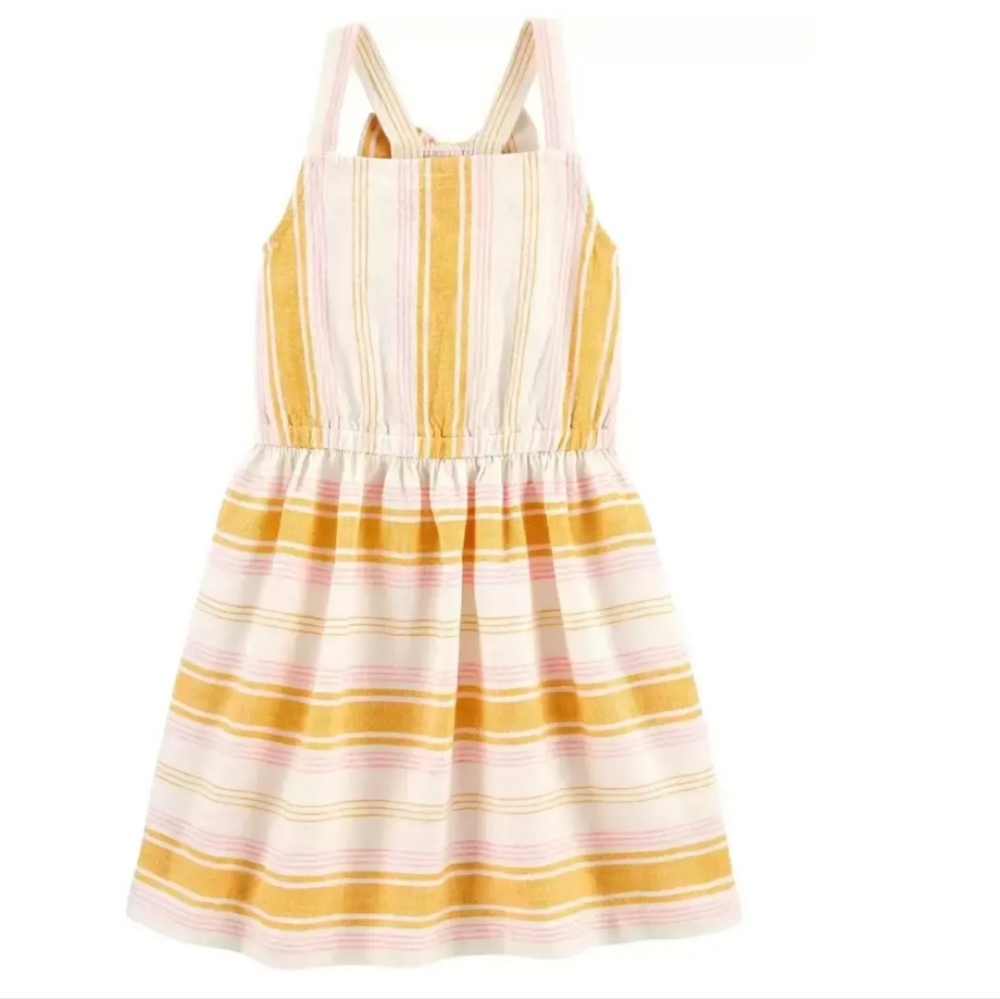 Carters Pink & Yellow Striped Linen Dress